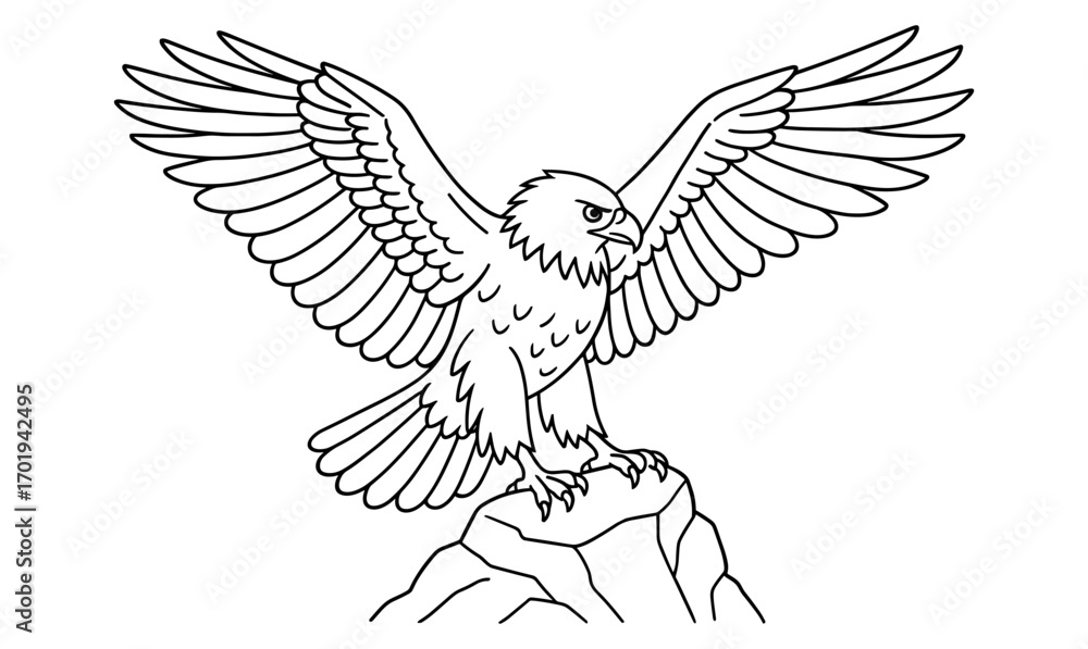Obraz premium Majestic eagle landing outline for nature art and wildlife designs