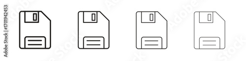 Floppy disk icons. thin line symbols in strokes