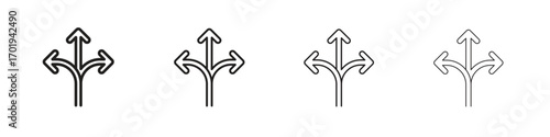 Flexibility icons. thin line symbols in strokes