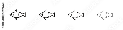 Fish icons. thin line symbols in strokes
