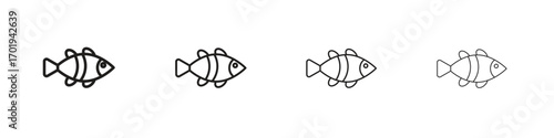 Fish icons. thin line symbols in strokes