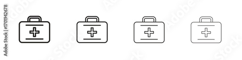 First aid box icons. thin line symbols in strokes