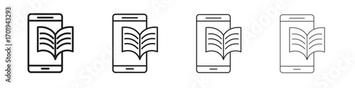 Ebook icons. thin line symbols in strokes