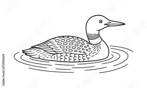 Loon coloring page for relaxation and creativity - simple bird illustration for children's activity or adult art therapy