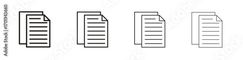 Documents icons. thin line symbols in strokes
