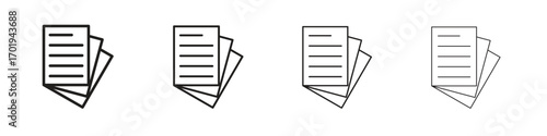 Document papers icons. thin line symbols in strokes