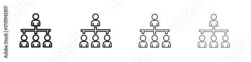 Department head icons. thin line symbols in strokes