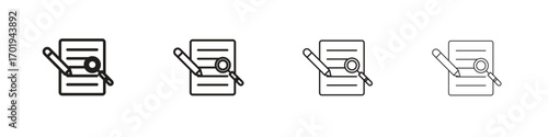 Defining icons. thin line symbols in strokes