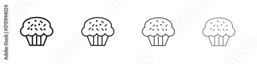 Cupcake icons. thin line symbols in strokes