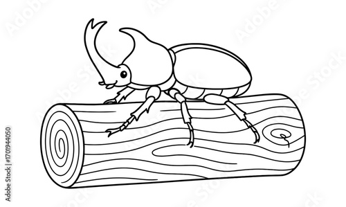 Rhinoceros beetle coloring page for kids and adults - simple illustration for creative fun