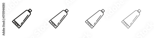 Cream tube icons. thin line symbols in strokes