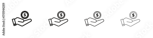 Contribution icons. thin line symbols in strokes