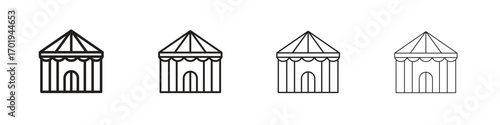 Circus tent icons. thin line symbols in strokes