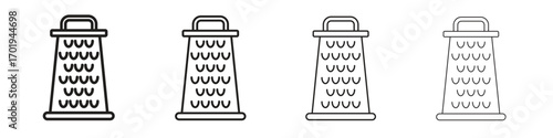 Cheese grater icons. thin line symbols in strokes