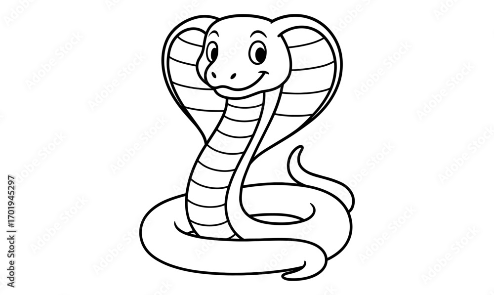 Fototapeta premium Friendly cobra coloring page for children’s activities and creative fun