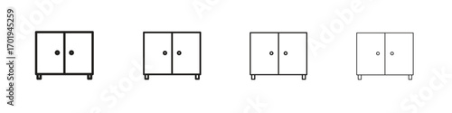 Cabinet icons. thin line symbols in strokes