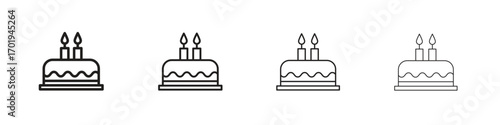 Cake icons. thin line symbols in strokes