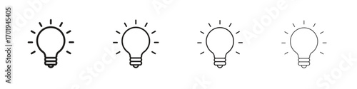 Bulb icons. thin line symbols in strokes