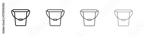 Bucket icons. thin line symbols in strokes