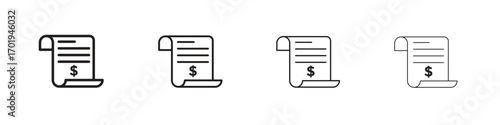 Billing icons. thin line symbols in strokes