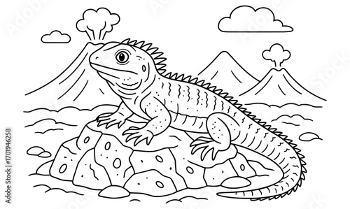 Detailed tuatara coloring page for kids – fun and educational reptile activity sheet for creative learning