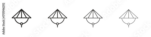 Bamboo hat icons. thin line symbols in strokes