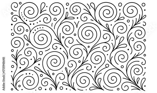 Monochrome swirl and leaf pattern design for creative backgrounds and crafts