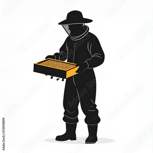 Beekeeper Holding Honeycomb Frame