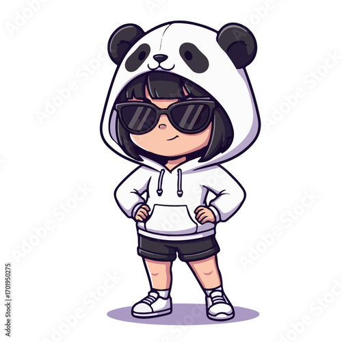 Chibi Girl in Panda Hoodie