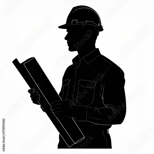 Architect Holding Blueprint Wearing Hardhat