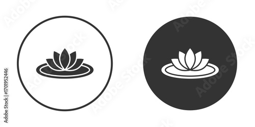 Water lily icon or Logo. Flat Style vector EPS.
