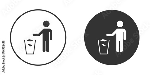 Waste Bin icon or Logo. Flat Style vector EPS.