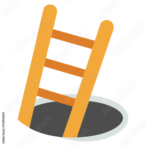 ladder down shortcut way flat color vector illustration template design