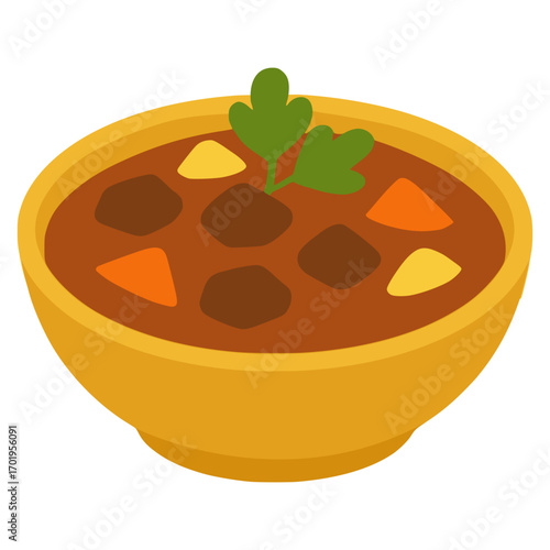 Goulash Hungarian meat stew flat color vector illustration template design