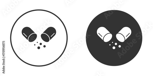 Open Capsule icon or Logo. Flat Style vector EPS.