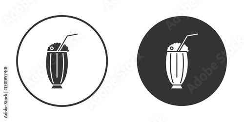 Milk shake icon or Logo. Flat Style vector EPS.