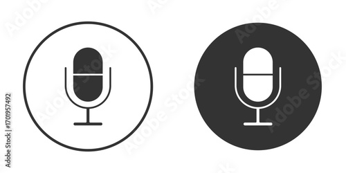 Microphone icon or Logo. Flat Style vector EPS.