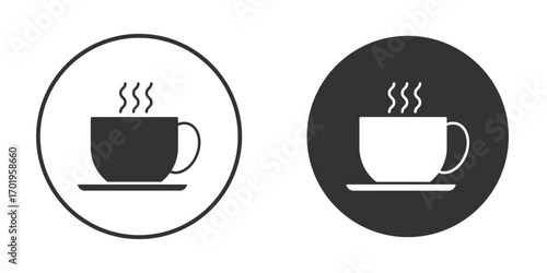Hot coffee cup icon or Logo. Flat Style vector EPS.