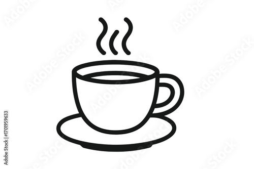 Coffee cup vector line icon. Hot tea drink or beverage symbol. Simple outline pictogram for cafe menu or logo design. Morning breakfast espresso or cappuccino graphic.