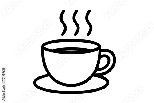 Cup of coffee vector line icon for cafe or restaurant menu. Hot drink symbol. Simple black outline pictogram of a mug with steam. Espresso, latte, tea, beverage logo concept.
