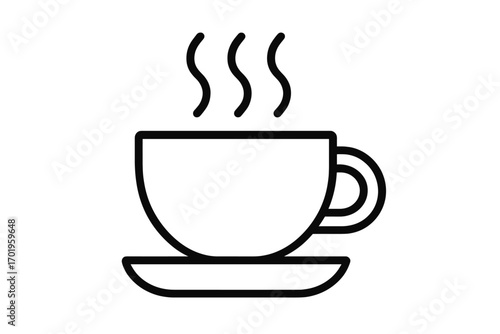 Coffee cup vector line icon. Hot drink, tea, or cappuccino symbol. Simple outline pictogram for cafe menu, website, or logo. Morning beverage and coffee break concept.