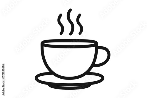 Cup of coffee vector line icon. Hot drink, tea, or coffee symbol. Simple black outline pictogram for cafe, restaurant menu, web design, logo, or online shop.
