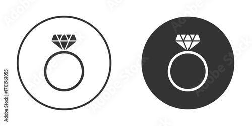 Diamond ring icon or Logo. Flat Style vector EPS.