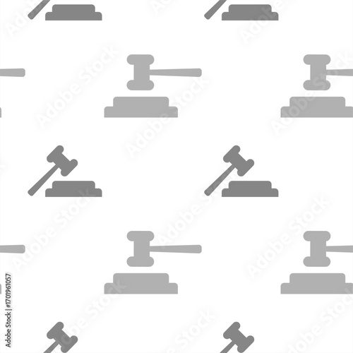  Monochrome seamless pattern with judge gavel, black and white law and justice background design, minimal vector illustration for legal and business concept