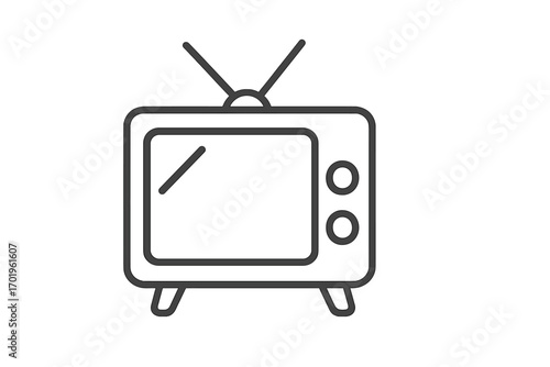 Minimalist TV set line icon, editable stroke vector, simple retro television pictogram, linear design for app UI, banners, cards, posts, digital illustration transparent background