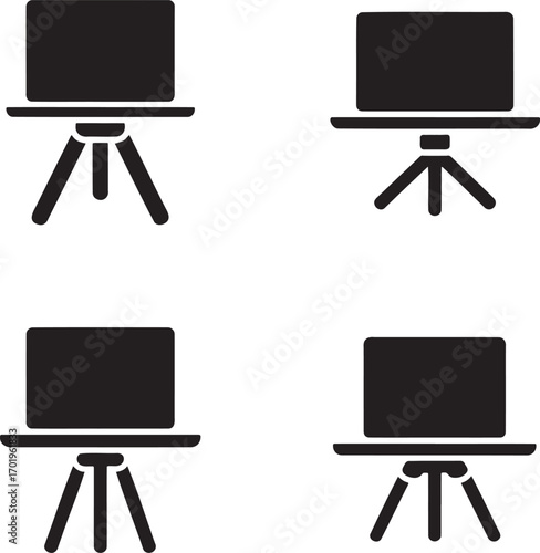 Set of computer and laptop icons with monitors and technology devices for business office digital design