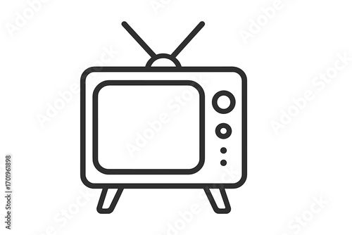 Minimalistic line icon set of TV set with editable stroke, linear pictogram design for cards, apps, banners, posts, vector cartoon illustration with transparent background