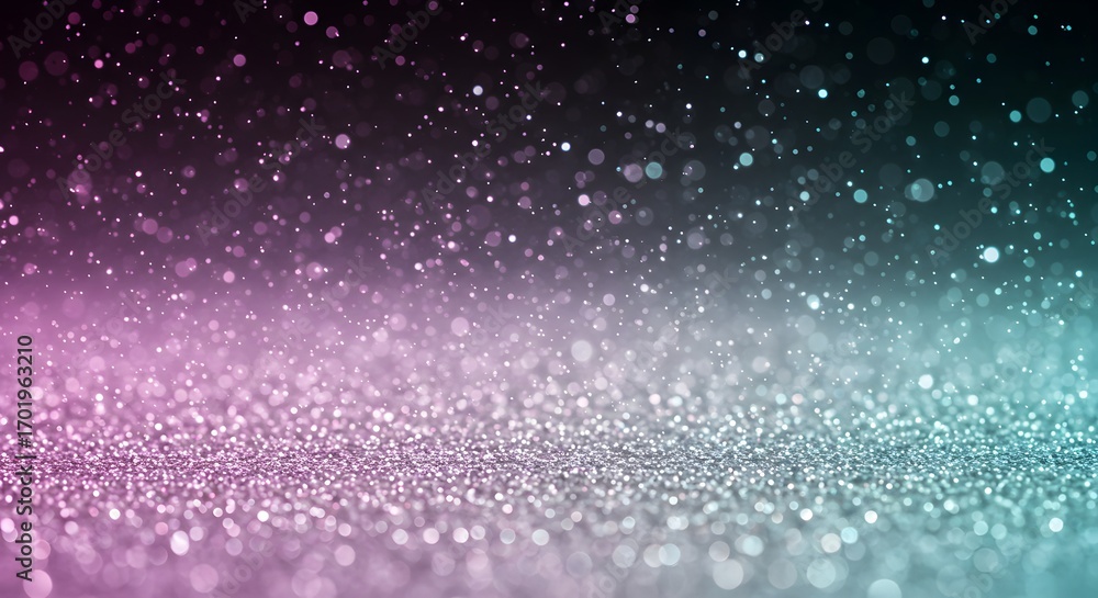 Obraz premium Glittering particles fade from pink to blue creating a dreamy magical and sparkling backdrop