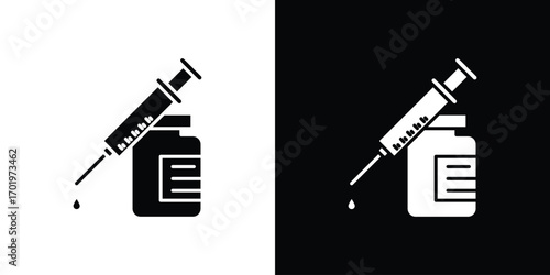 Vaccine vial icon design illustration. icon concept in flat