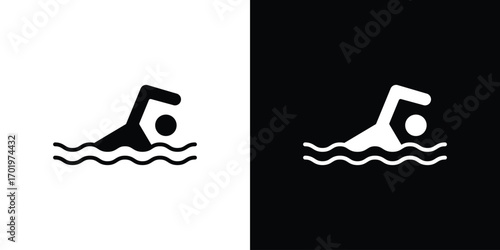 Swimming icon design illustration. icon concept in flat